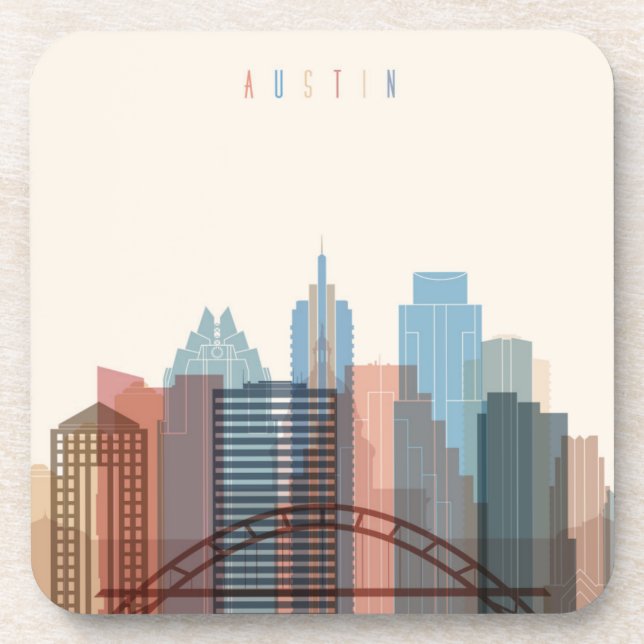 Dessous-de-verre Austin, horizon de ville du Texas | (Devant)