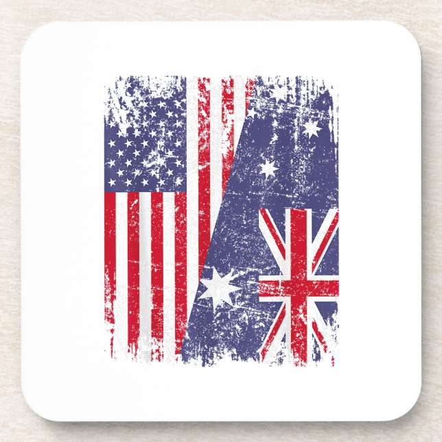 Dessous-de-verre AUSTRALIAN ROOTS Half American Flag AUSTRALIE (Devant)