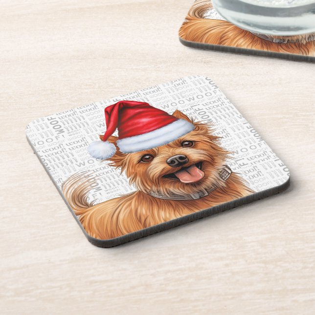 Dessous-de-verre Australian Terrier Dog Woof Word Art Holiday (Côté gauche)