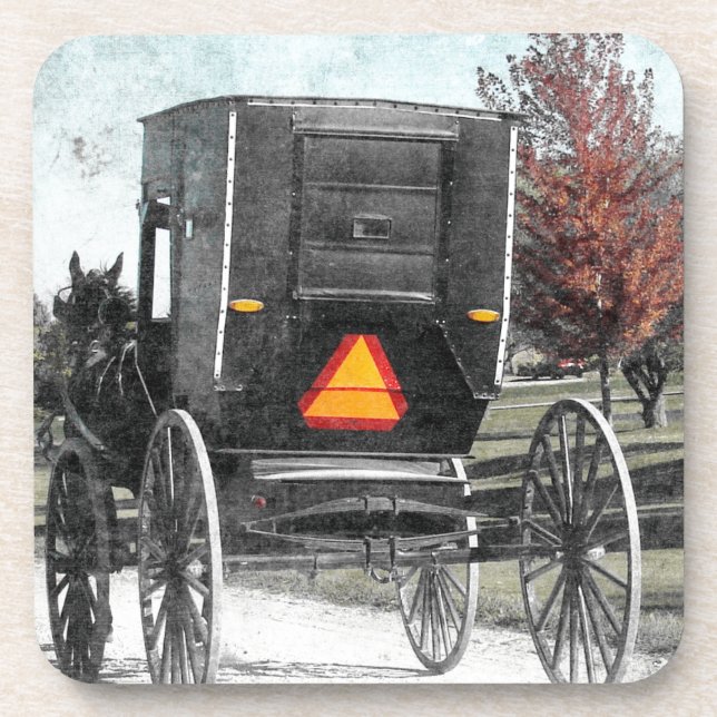 Dessous-de-verre Autumn Amish Buggy (Devant)