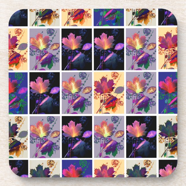 Dessous-de-verre Autumn Leaves Rustic Patchwork (Devant)