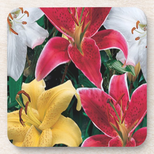 Dessous de verre aux fleurs colorées (Devant)