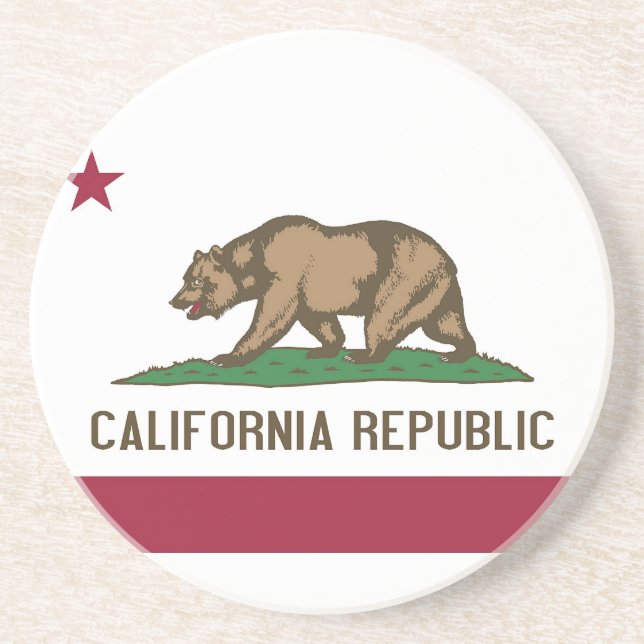 Dessous de verre avec Drapeau de la Californie, US (Devant)