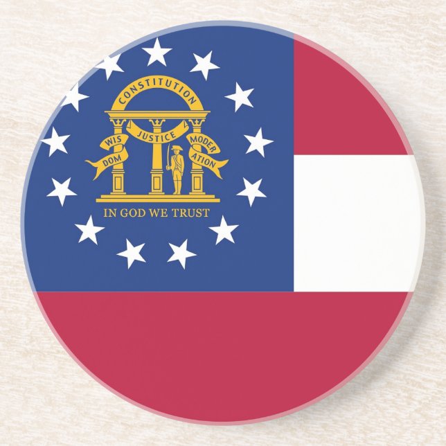 Dessous de verre avec Drapeau de la Géorgie, USA (Devant)