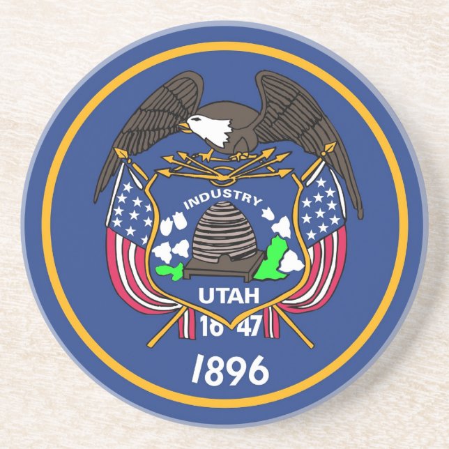 Dessous de verre avec Drapeau de l'Etat de l'Utah, (Devant)