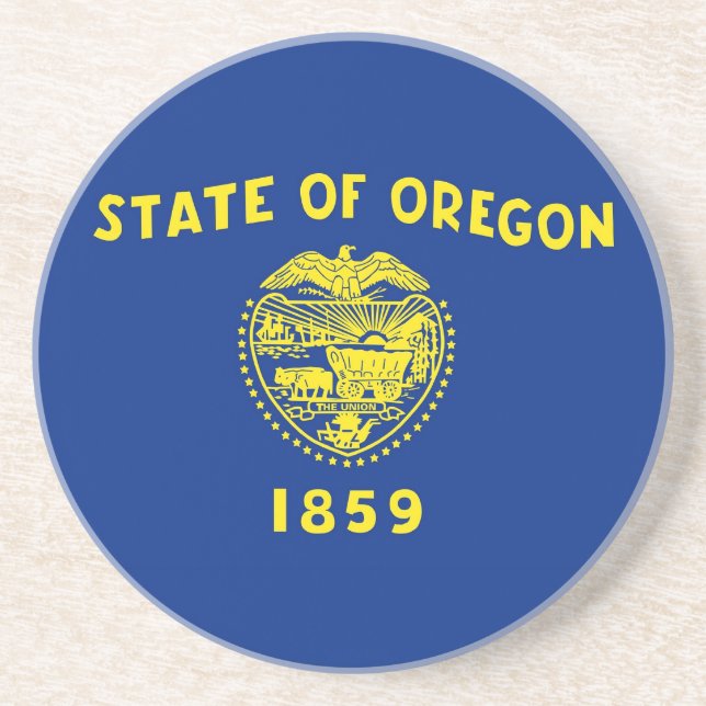 Dessous de verre avec Drapeau de l'Oregon, USA (Devant)