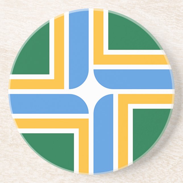 Dessous de verre avec Drapeau de Portland, Oregon, (Devant)