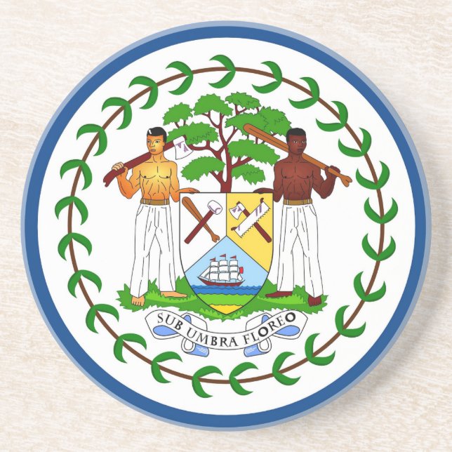 Dessous de verre avec Drapeau du Belize (Devant)