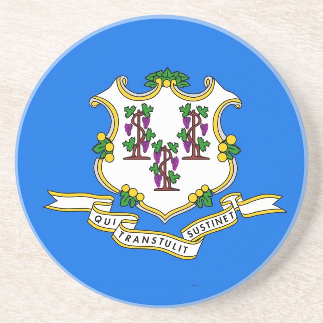 Dessous de verre avec drapeau du Connecticut, État (Devant)