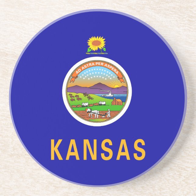 Dessous de verre avec Drapeau du Kansas, USA (Devant)
