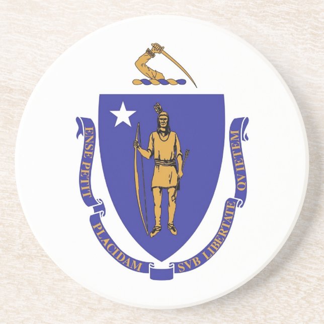 Dessous de verre avec Drapeau du Massachusetts, US (Devant)