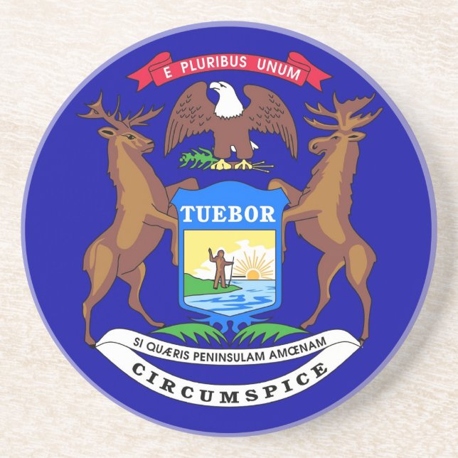 Dessous de verre avec Drapeau du Michigan, USA (Devant)