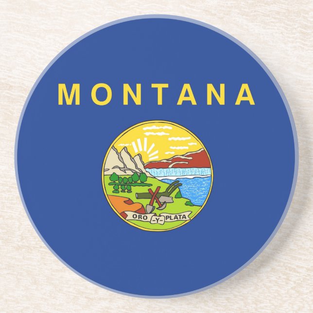 Dessous de verre avec Drapeau du Montana, USA (Devant)