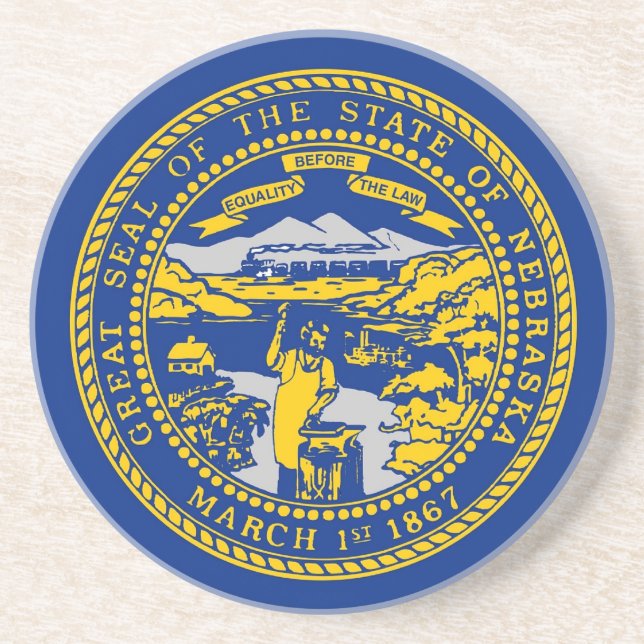 Dessous de verre avec Drapeau du Nebraska, USA (Devant)