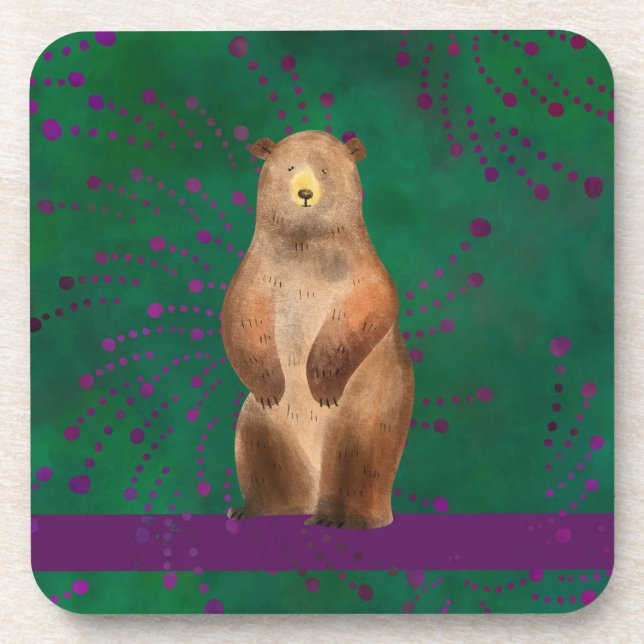 Dessous de verre avec l'illustration de l'ours sur (Devant)