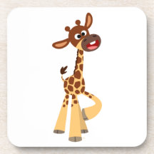 Dessous de verre avec un bébé girafe de dessin ani