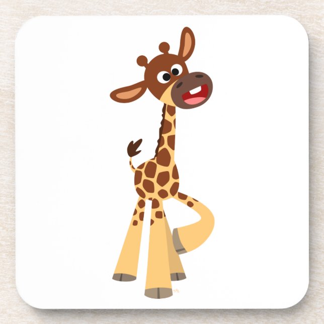 Dessous de verre avec un bébé girafe de dessin ani (Devant)