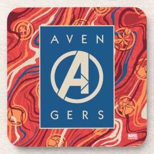 Dessous-de-verre Avengers Logo Avengers Peint en Marbre Rouge