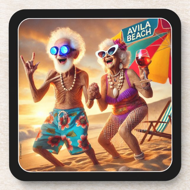 DESSOUS-DE-VERRE AVILA BEACH SUNSET SENIORS. LOT DE 6. (Devant)
