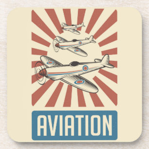 Dessous-de-verre Avion de chasse Retro Aviation