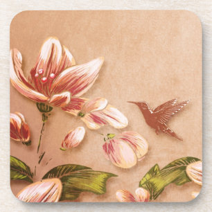 Dessous-de-verre Azalées roses Vintage Floral sur Mariage Whiskey