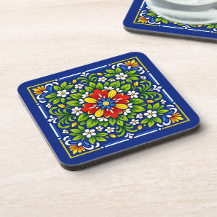 Dessous-de-verre Azul Flor Grande— Azulejo Méditerranéen
