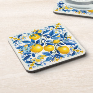 Dessous-de-verre 💛 Azulejos bleu et jaune 💙 citrons