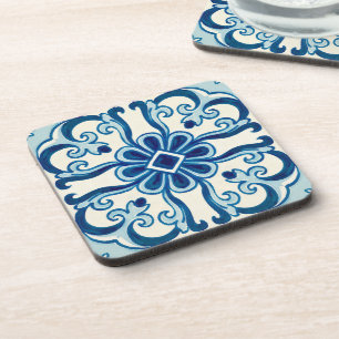 Dessous-de-verre Azulejos Portugais Bleu motif floral