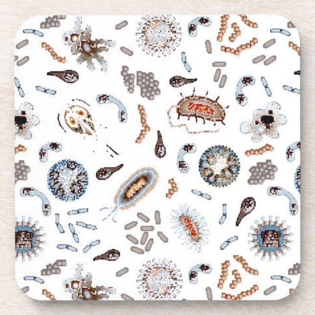 Dessous-de-verre Bactéries et motif de virus (Devant)