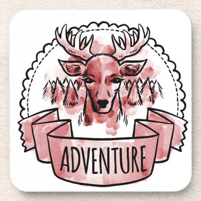 Dessous-de-verre Badge d'aventure de cerf (Devant)