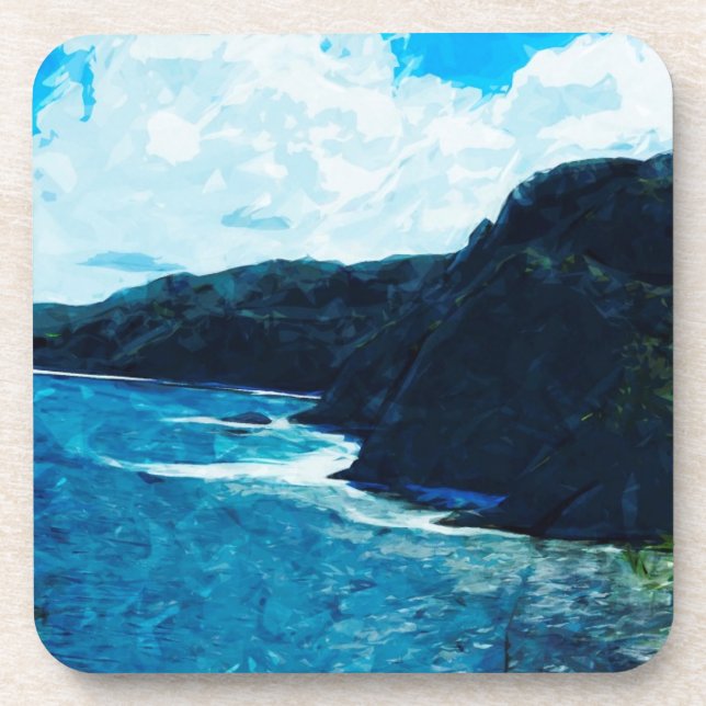 Dessous-de-verre Baie Sur La Route Vers Hana Maui Abstrait (Devant)
