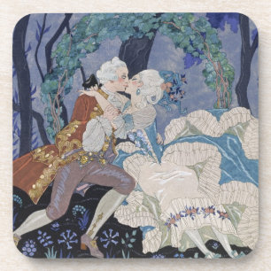 Dessous-de-verre Baiser secret, illustration pour des "fêtes