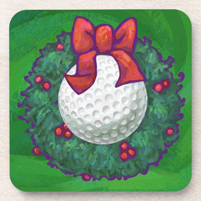 Dessous-de-verre Ball de golf Fer de Noël en vert (Devant)