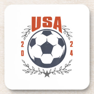 Dessous-de-verre Balle de football USA 2024 Étoiles & Couronne de L
