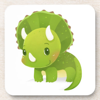 Dessous-de-verre bande dessinée mignonne de dinosaure de bébé vert