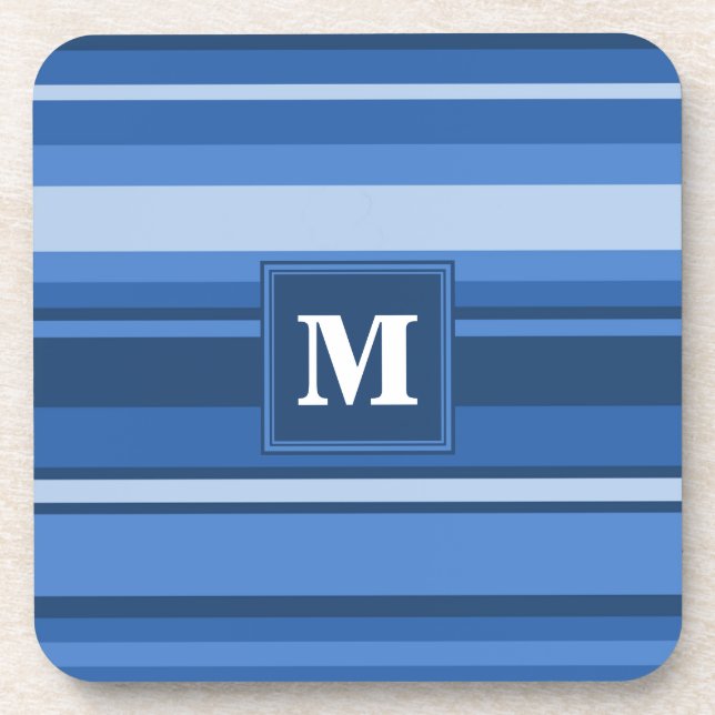 Dessous-de-verre Bandes bleu monogramme (Devant)