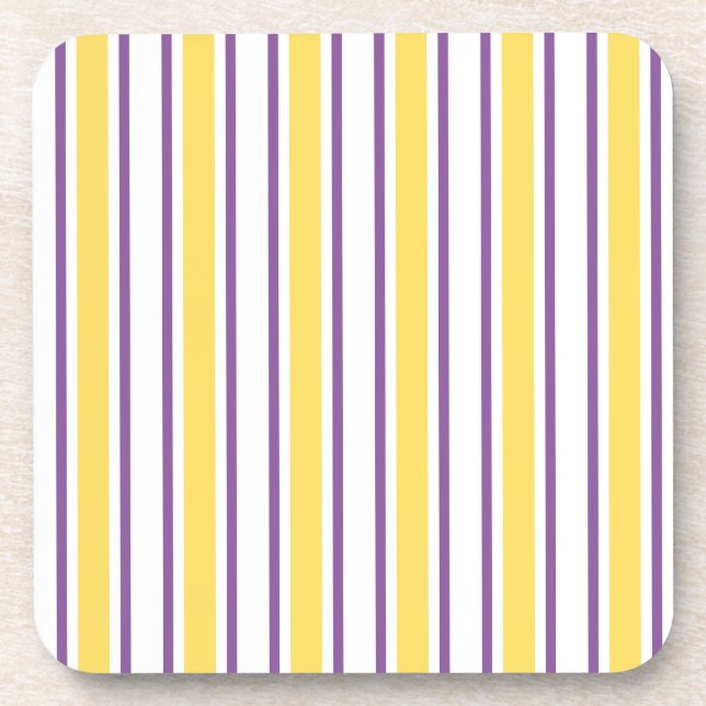 Dessous-de-verre Bandes de bonbons jaunes, violets et blancs (Devant)