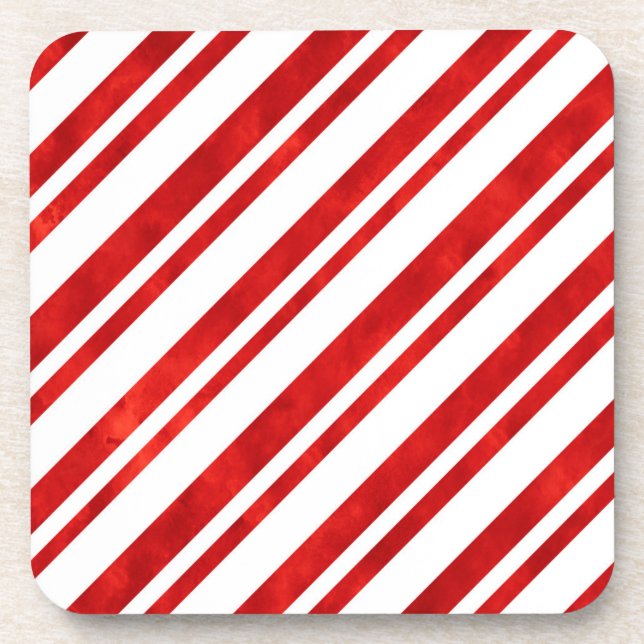 Dessous-de-verre Bandes de Sucre de canne d'aquarelle rouge (Devant)