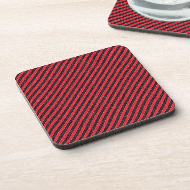 Dessous-de-verre Bandes diagonales noires et rouges minces (Côté gauche)