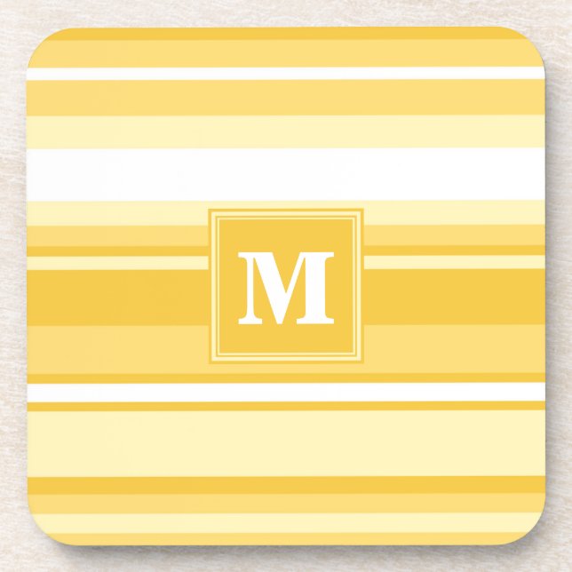 Dessous-de-verre Bandes jaunes monogrammes (Devant)