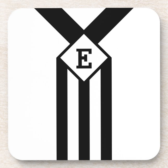 Dessous-de-verre Bandes noires et Chevrons avec Monogramme sur blan (Devant)
