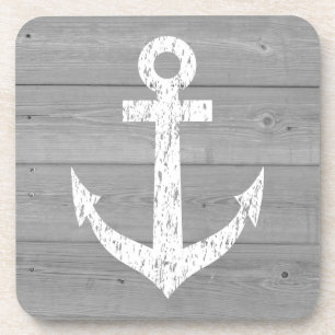 Dessous-de-verre Barres en bois nautique avec ancre de bateau