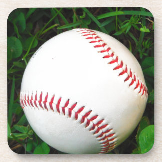 Dessous-de-verre Baseball blanc avec points rouges