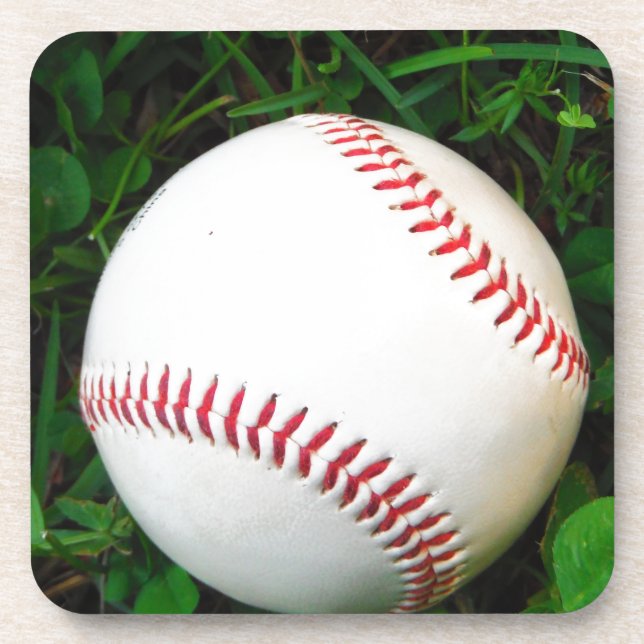 Dessous-de-verre Baseball blanc avec points rouges (Devant)