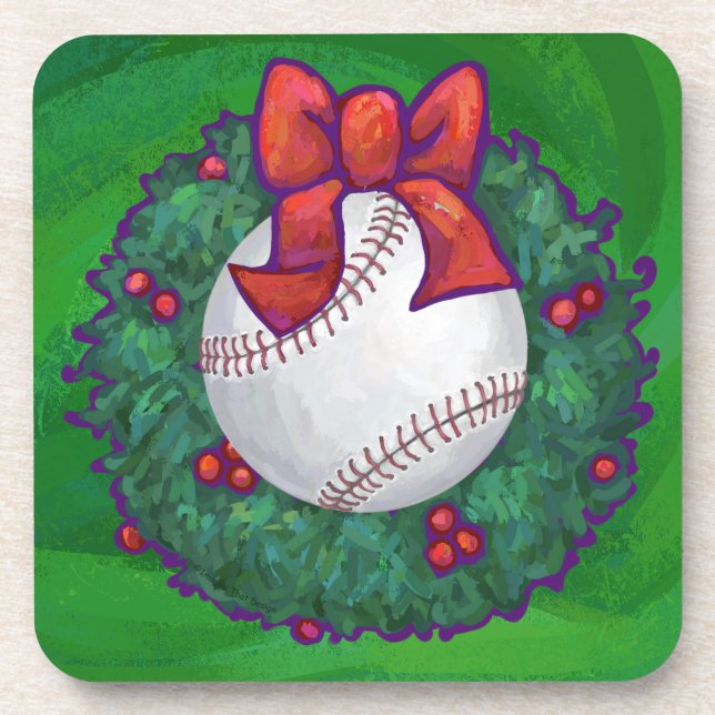 Dessous-de-verre Baseball dans la couronne de Noël (Devant)