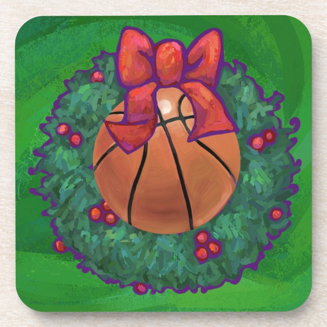 Dessous-de-verre Basket-ball en couronne de Noël (Devant)