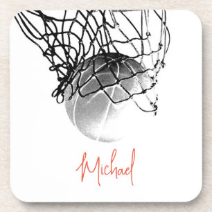Dessous-de-verre Basket-ball noir et blanc & Net Votre nom