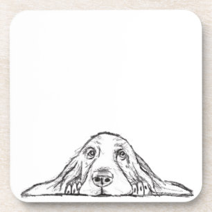 Dessous-de-verre basset blanc