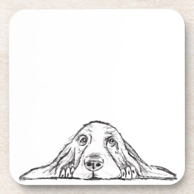 Dessous-de-verre basset blanc (Devant)