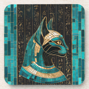 Dessous-de-verre Bastet, déesse chatte égyptienne - Art mosaïque